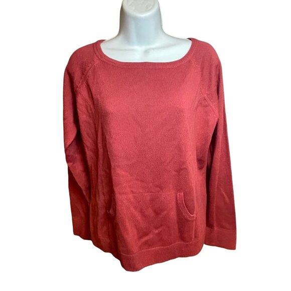 A.L.C. Red Acrylic Womens Sweater Size L Front Pockets Raglan Sleeves - Picture 1 of 8